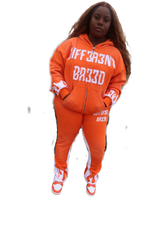 Orange Hustle flare set🔥